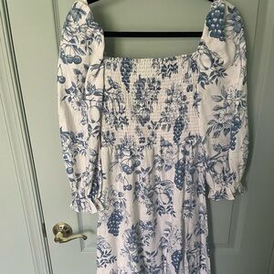 Reformation Blue/White Linen Dress